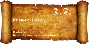 Kremer Helén névjegykártya